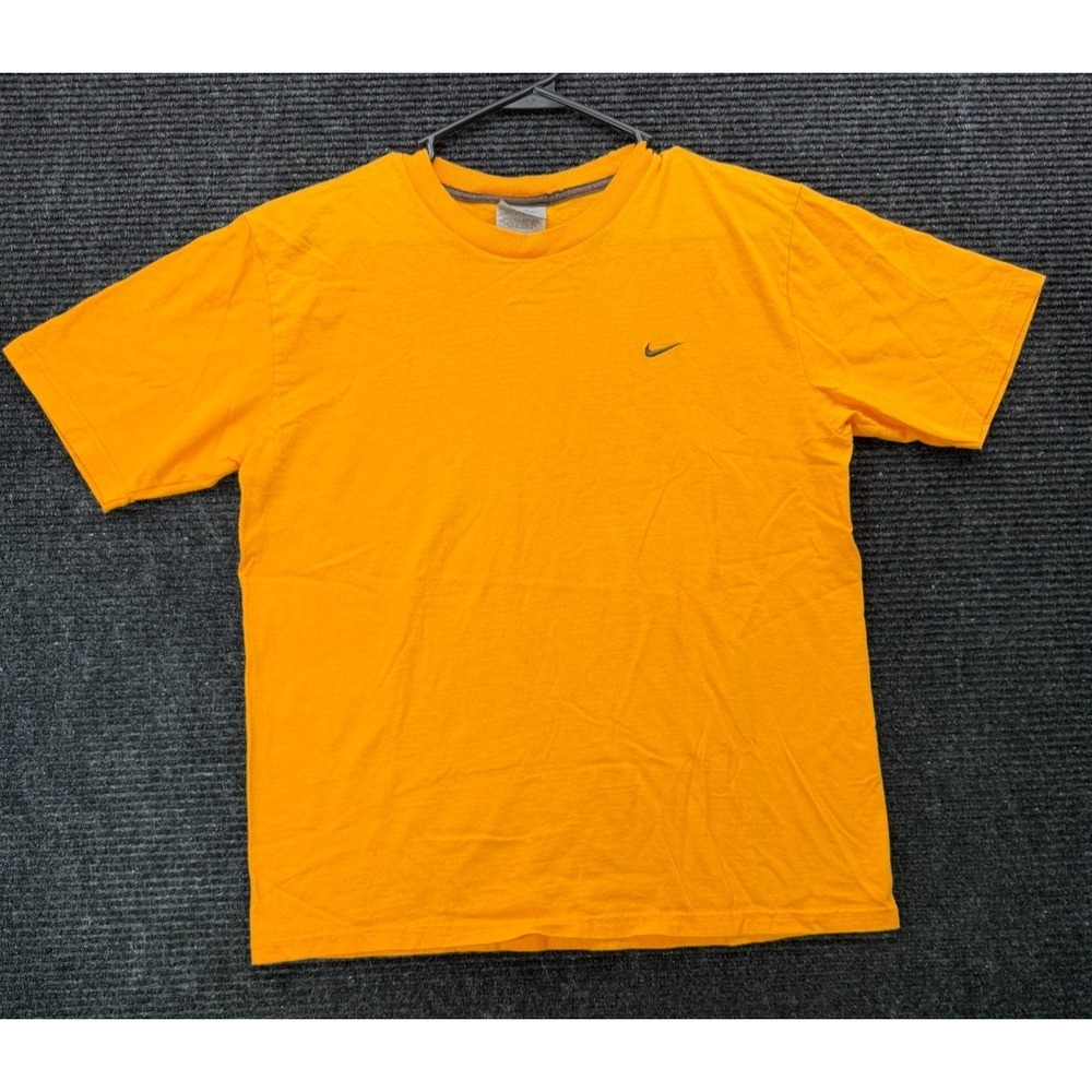 Y2K 2000s | Nike Men's Large Orange Short Sleeve Embroidered Swoosh Logo T-Shirt